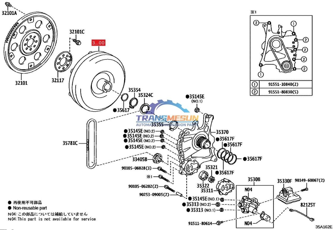 ALPHARD;AVALON;CAMRY;HIGHLANDER;SIENNA;ES350 überholt UA80E UA80F 8-Gang-Automatikgetriebe Drehmomentwandler 3200048060 für den Toyota Lexus 3.5L