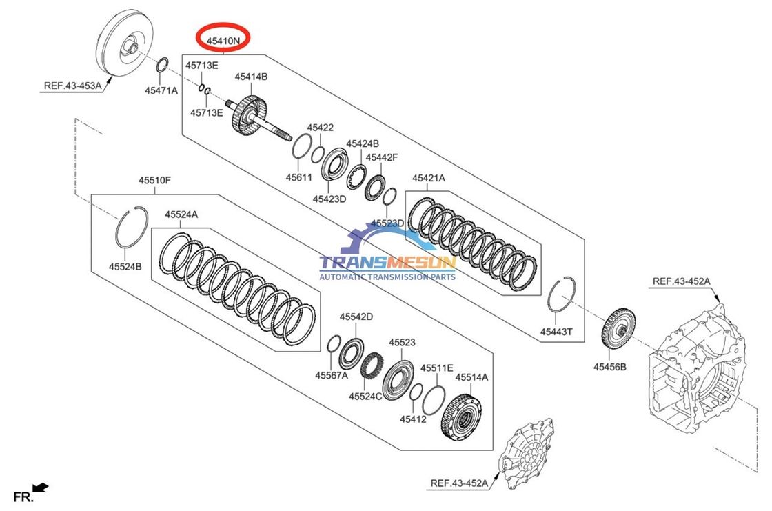 Gebrauchtes 454143F800 Automatikgetriebe Reparatur-Kit Retainer Assembly-35R Kupplung A6MF2-2 für Kia Sorento 2.0L