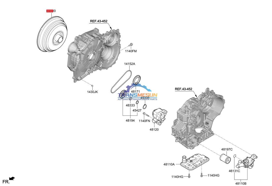 für den Zeitraum 2019-2023 neu hergestellter C0GF1 CVT-Getriebe-Drehmomentwandler 451002H000 HYUNDAI KIA IX25 K3 1.5T 2WD G4FL